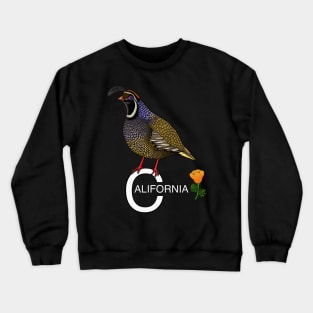 California quail state bird Californian poppy flowers Crewneck Sweatshirt